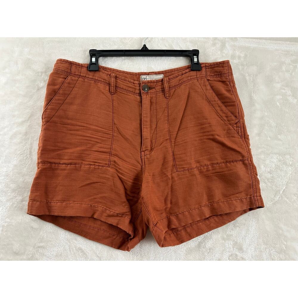 Free People Cotton Linen Utility Shorts 10 M Orange